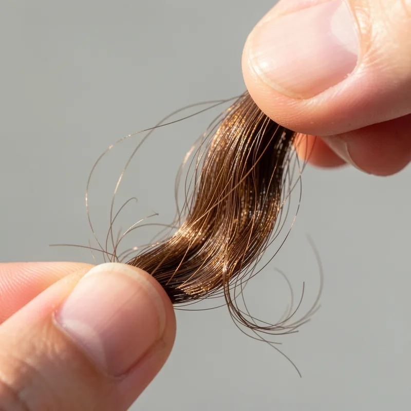 Gros plan sur une mèche de cheveux ondulés châtains formant un S naturel